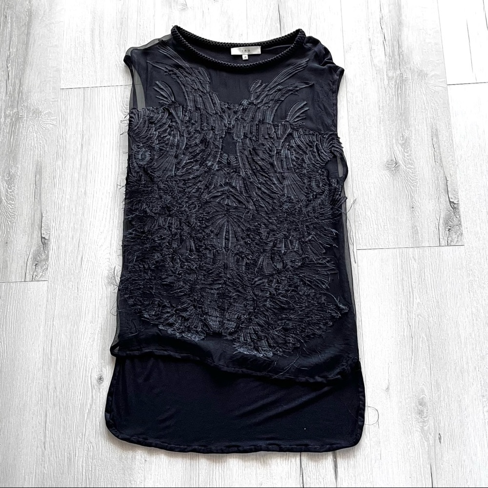 Iro Sheer Silky Fringe Tunic Top